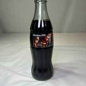 Vintage 1996 Coca Cola Coke 8 Oz Glass Bottle Christmas Santa Sealed Unopened